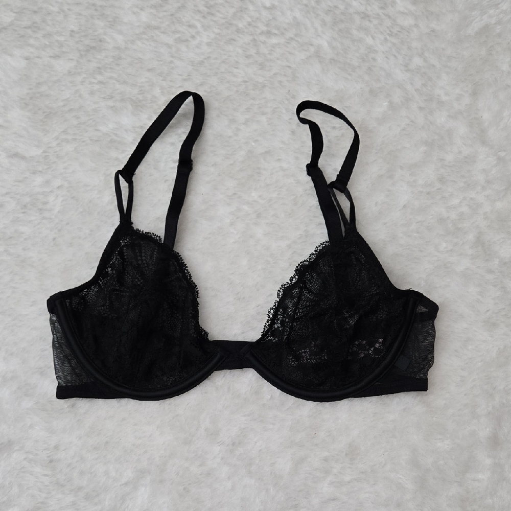 Victoria's Secret Black Unlined Demi Lace Bra, Womens 32C